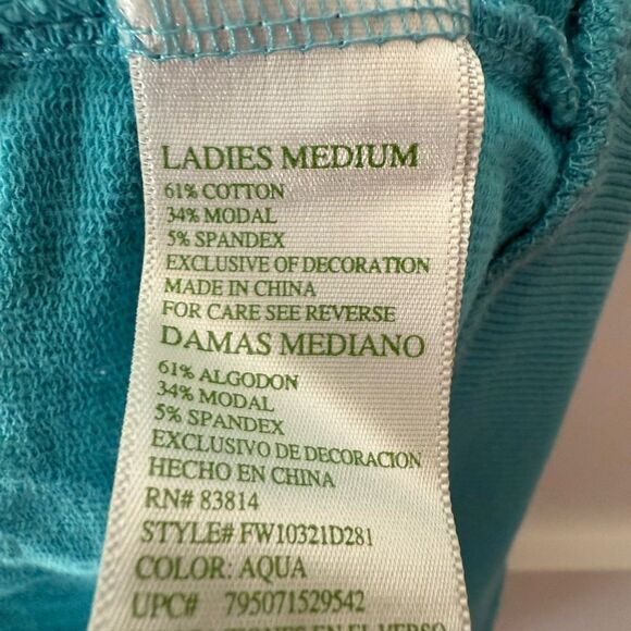 GreenTea Turquoise Short Sleeve Sweatshirt Tee - Picture 3 of 4